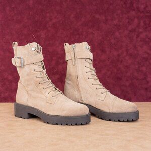 Sam Edelman Women Junip Brown Suede Festival Combat Platform Boots Size 10